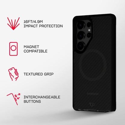 Tech21 EvoArmor - Funda para Samsung Galaxy S25 Ultra - con imanes - Protección de Grado Militar - Negro