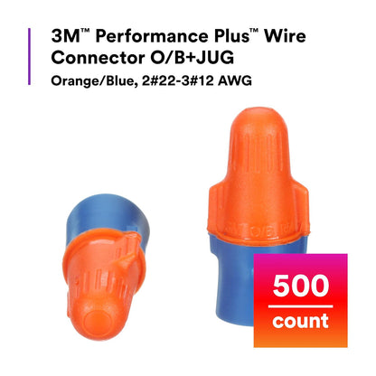 3M Performance Plus Conector de cable o/b | Naranja/azul, conectores de resorte de acero flexibles, giro, certificado CSA, listado UL