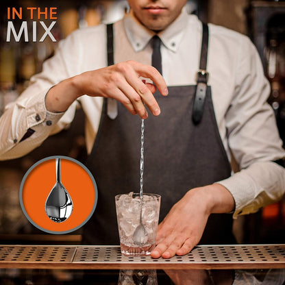 nutrichef Mixology Bartender Cocktail Shaker Set - 15 30 oz Stainless Steel Cocktail Bar Set Mix Drink Shaker Kit - Essentials Martini Making Kit Drink Mixing Starter Set - NCCS15PC (15 Piece Set)