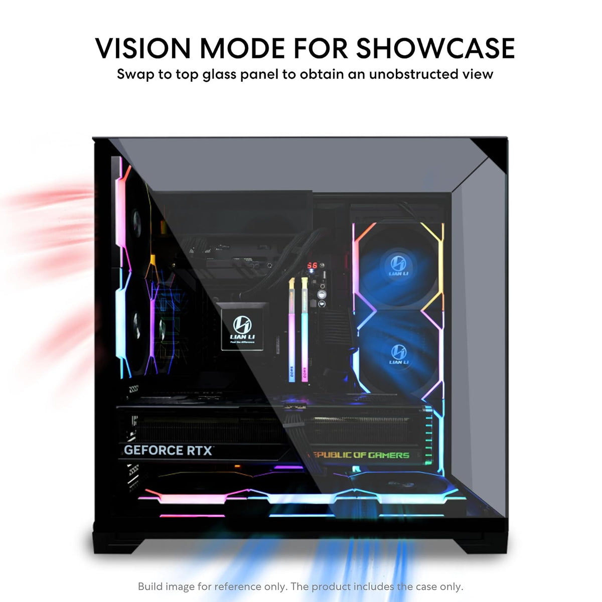 Lian LI O11 Vision Compact Black – ATX/EATX Mesh Crystal Pro Gaming Case | Acero, vidrio templado, soporte de conexión trasera, O11VPX