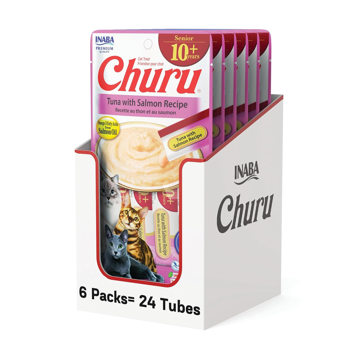 Inaba Churu Senior Premios Gato Mayor Salmón Pack 6 Bolsas 24 Tubos