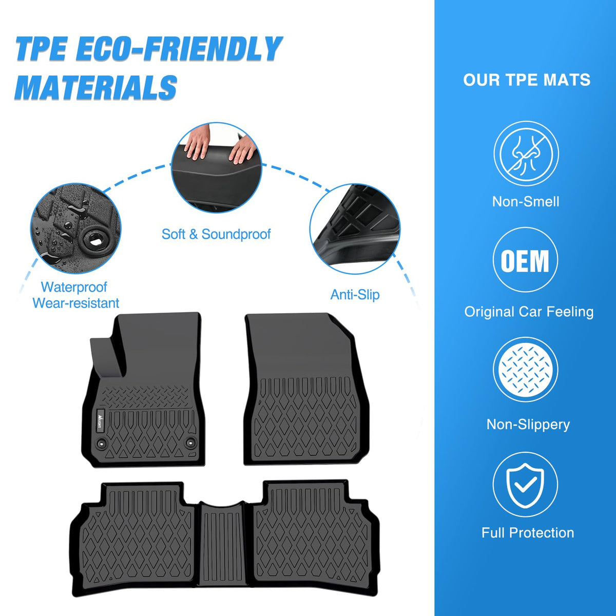 Nilight TPE - Alfombrillas de Piso para Chevy Malibu 2016, 2017, 2018, 2019, 2020, 2021, 2022, 2023, 2024, 2025, para Todo Tipo de Clima, Ajuste Personalizado