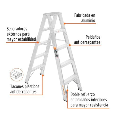 Truper ESTD-24, Escalera de tijera doble, tipo ll, 4 escalones