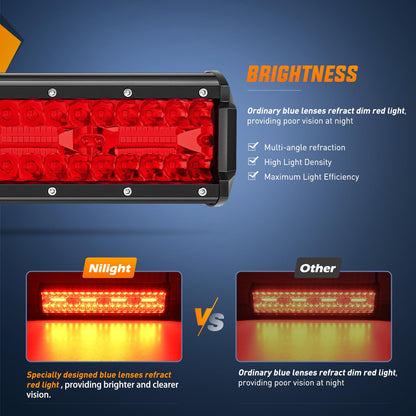Nilight - Barra de luz LED de 12 pulgadas, color rojo, triple fila, 240 W, combo de puntos e inundaciones, 30000 lm, luces LED todoterreno, luces de seguridad para pesca, caza, luces de seguridad de