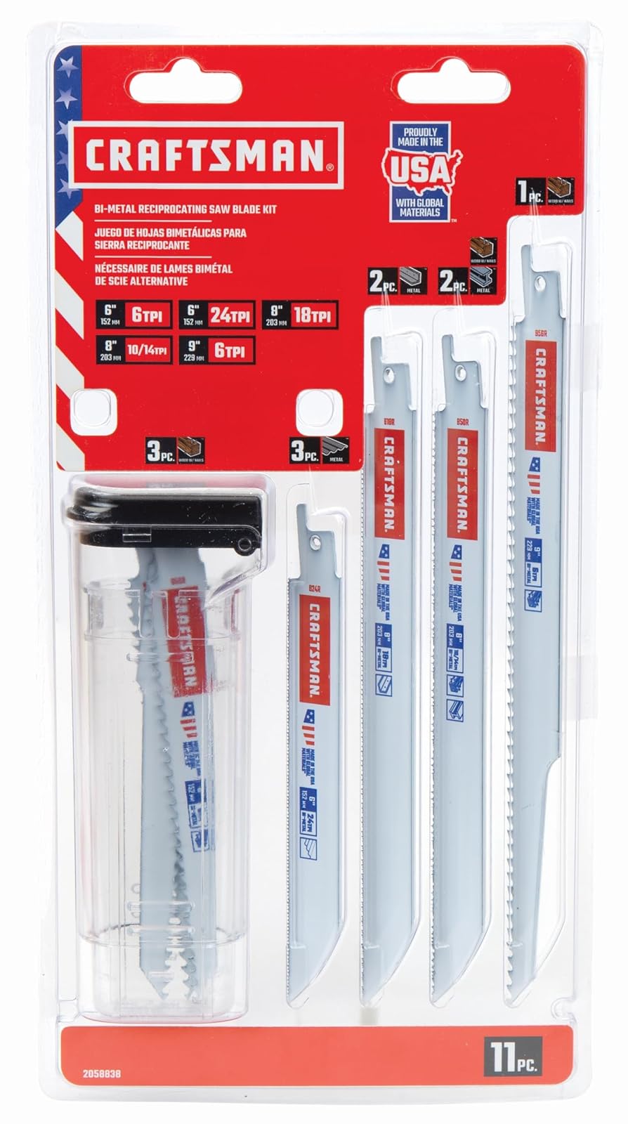 Craftsman Kit de Hojas de Sierra Recíproca Bimetálicas 9 Piezas - 11 piezas