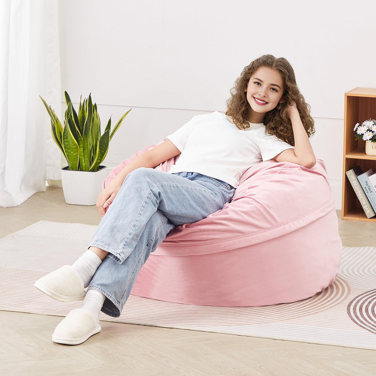 VEVOR - Puf Redondo de 3 pies con Funda extraíble y Lavable, Relleno de Espuma viscoelástica 25D con Terciopelo holandés Suave y Suave, puf para recámara o Sala de Juegos, Color Rosa