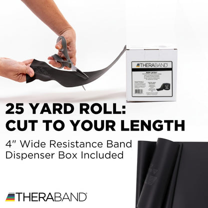Thera-Band Special 25 Yard-Latex Free Bands, Black | Banda elástica de resistencia para ejercicio, entrenamiento de fuerza, estiramiento y fisioterapia