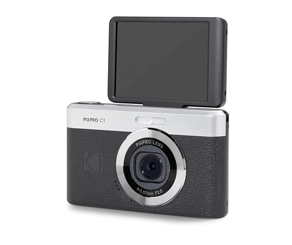 Kodak PIXPRO C1 - Cámara Digital con Zoom Compatible con 13 MP, Punto Compacto y Disparo con visualización LCD abatible de 2.8 Pulgadas y 180°, diseño Retro clásico con Zoom 4X y Video Full HD 1080P