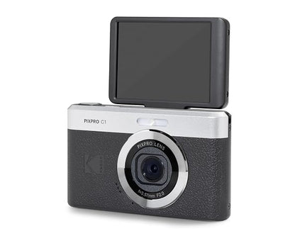 Kodak PIXPRO C1 - Cámara Digital con Zoom Compatible con 13 MP, Punto Compacto y Disparo con visualización LCD abatible de 2.8 Pulgadas y 180°, diseño Retro clásico con Zoom 4X y Video Full HD 1080P