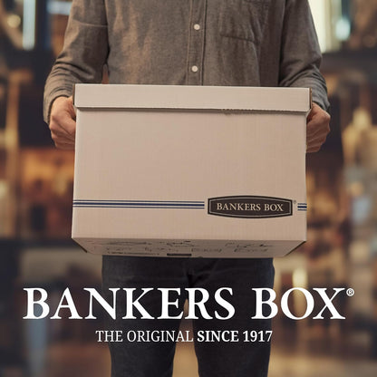 Bankers Box STOR/FILE Cajas de almacenamiento de servicio medio, plegado rápido, cuerda y botón, carta, caja de 12 unidades (00704)