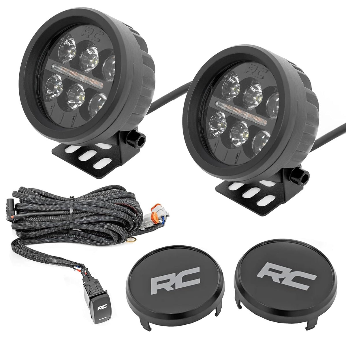 Rough Country Luces LED Redondas Duales de 3.5", 36 W, 3,240 Lúmenes, con DRL Ámbar, para Jeeps y Camionetas 70900A