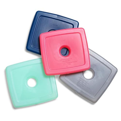 Fit + Fresh Cool Coolers - Paquetes de hielo delgados reutilizables para bolsas de almuerzo, bolsas de playa, enfriadores y más, juego de 4, multicolor