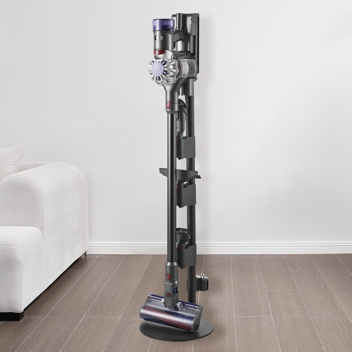 VEVOR Soporte de Aspiradora Compatible con Aspiradoras Verticales y Accesorios de las Series V7, V8, V10, V11, V12 y V15 Soporte Estable con 4 Almohadillas Antideslizantes, 3 Clips para 6 Cabezales