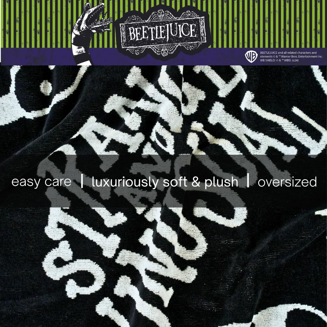 Franco Luxe Beetlejuice - Toalla de baño de algodón de Gran tamaño gótico de Felpa súper Suave y Jacquard de algodón, 64 x 34 Pulgadas, (Producto con Licencia Oficial)