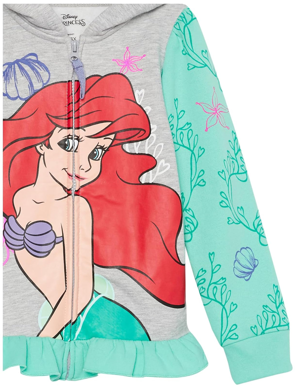 Disney Princess Ariel Moana Belle Cenicienta - Sudadera con Capucha y Dobladillo con Volantes Sudadera con Capucha para Niñas