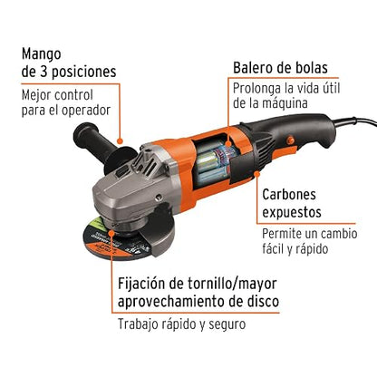 Truper ESMA-4-1/2A10, Esmeriladora angular 4-1/2" 1300 W profesional