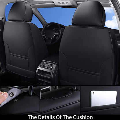 Coverado 8805PU Juego Completo de Fundas de Asiento de Automóvil de Piel Nappa Impermeable Delantero y Trasero, Negro