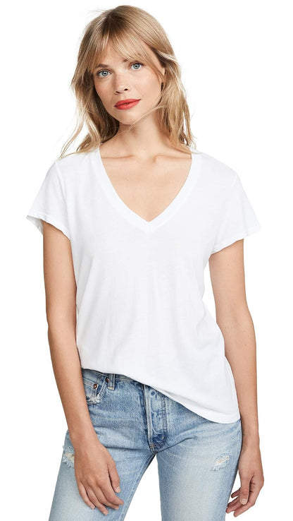Splendid Playera de Manga Corta con Cuello en V para Mujer