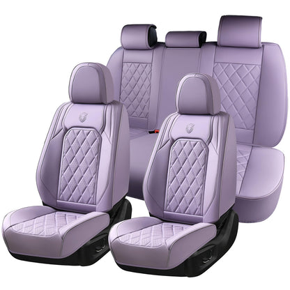 Coverado Juego completo de fundas de asiento de automóvil, fundas de asiento de piel morado para automóviles, protector de asiento delantero y trasero, funda universal impermeable para asiento de automóvil, fundas