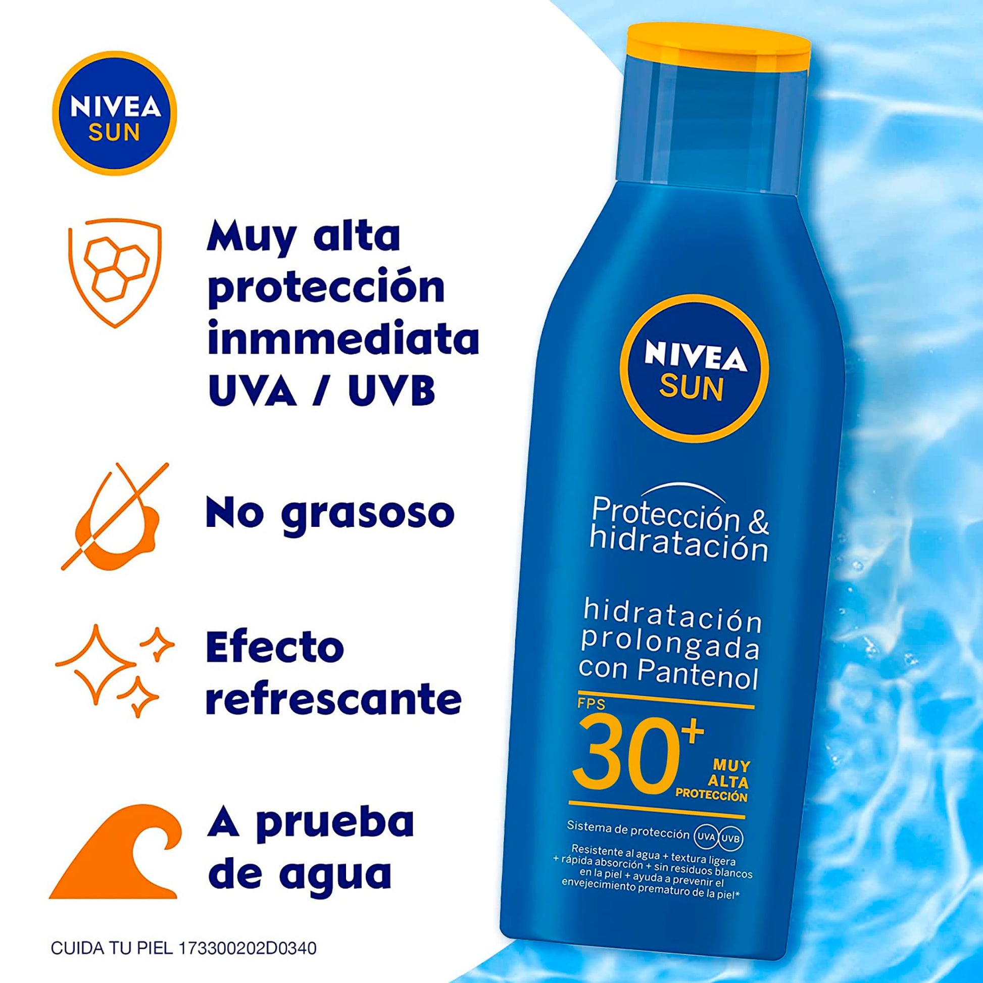 NIVEA SUN Nivea Sun Protect & Moisture Fps 30, color, 200 ml, pack of/paquete de