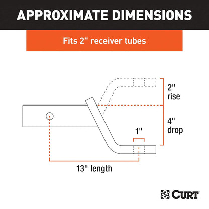 CURT Soporte de Bola de Enganche Clase 3 45270, Receptor 2 in, Caída 4 in, Negro
