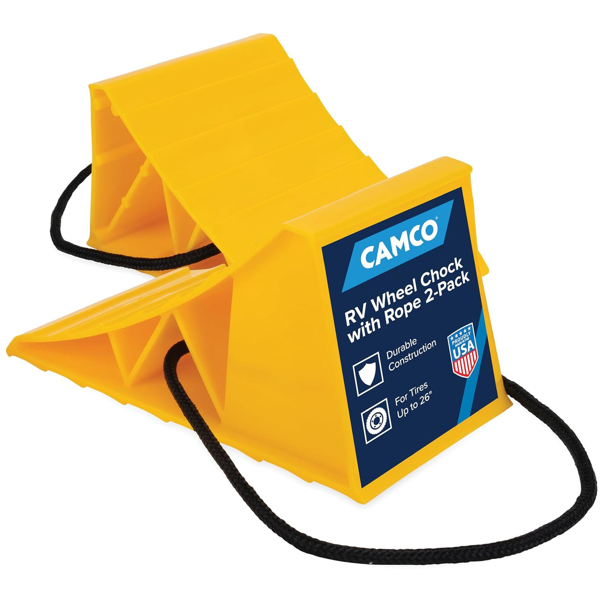 Camco Cuña para Llanta de Remolque o RV - Con diseño de cuerda - Paquete con 2