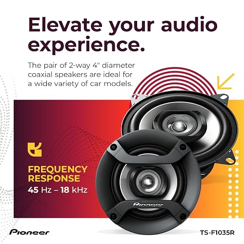 Pioneer TS-F1035R - Altavoces coaxiales de Audio para automóvil de 2 vías, Altavoces Redondos de Rango Completo de 4 Pulgadas, Potencia máxima de 150 W (par)