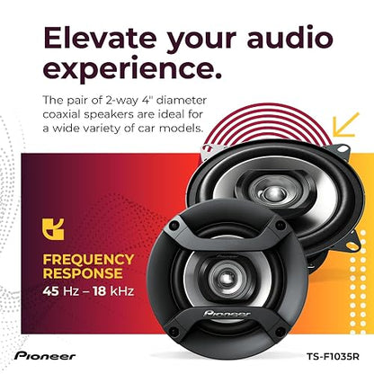 Pioneer TS-F1035R - Altavoces coaxiales de Audio para automóvil de 2 vías, Altavoces Redondos de Rango Completo de 4 Pulgadas, Potencia máxima de 150 W (par)