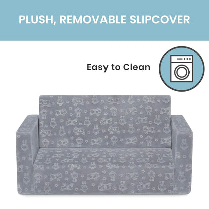 Delta Children Serta Perfect - Sofá convertible extra ancho para tumbona, cómodo sofá 2 en 1 abierto para niños, gris, 76.2 x 43.2 x 38.1 cm (paquete de 1)