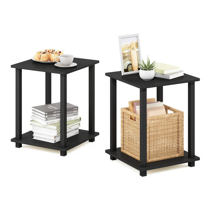 Furinno Simplistic Mesa Auxiliar de 2 Niveles, Set de 2 Piezas - Americano - Negro - Paquete-de-2
