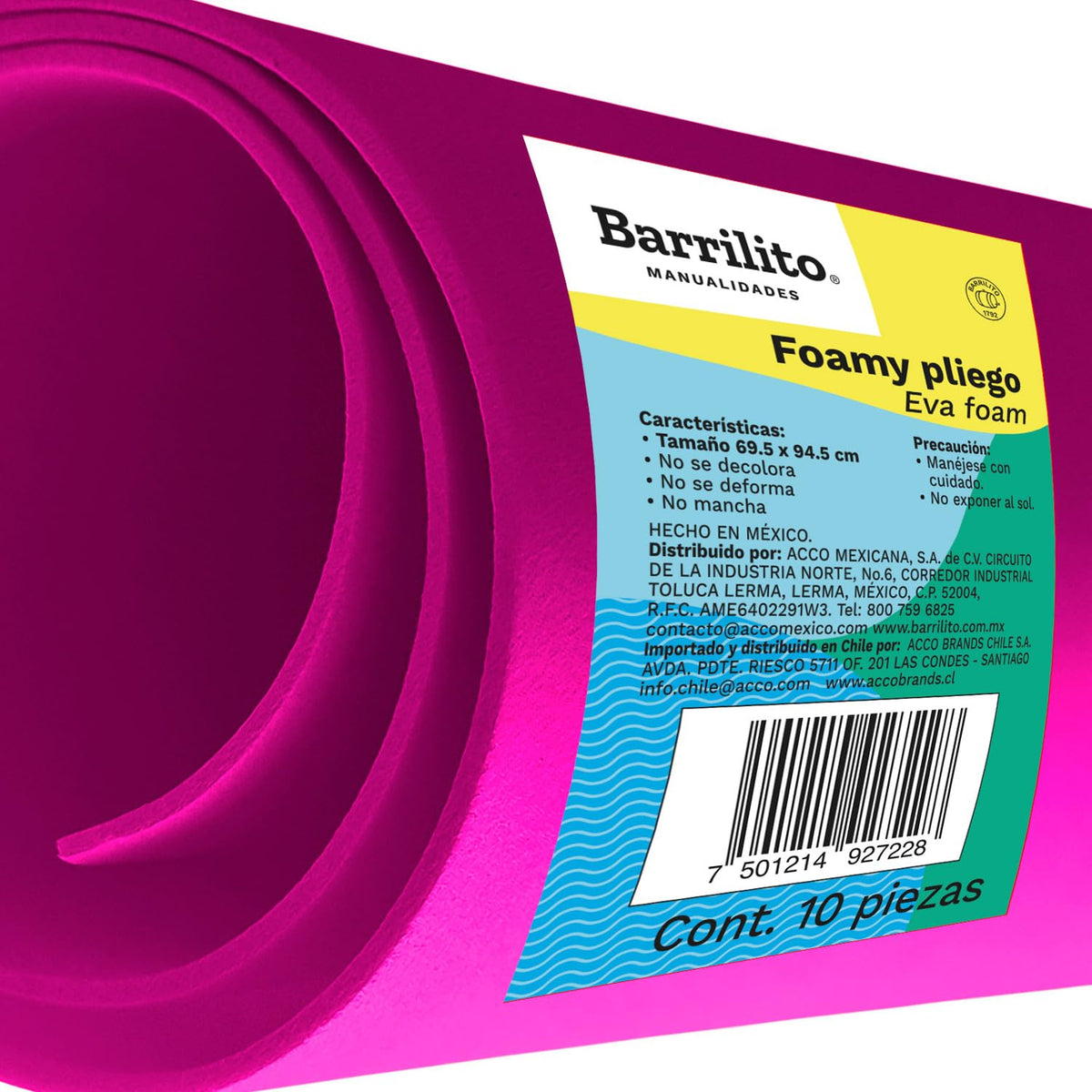 BARRILITO Foamy Pliego Fiusha. 10 pza. PLI076
