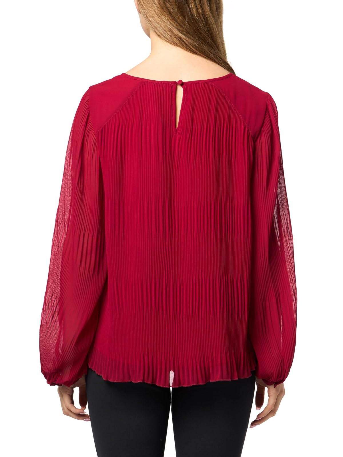 Calvin Klein - Blusa Plisada con Cuello Redondo para Mujer