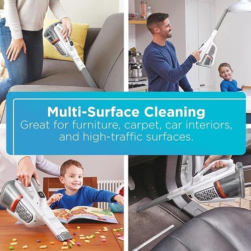 BLACK+DECKER Dustbuster Aspiradora de Mano, inalámbrica, AdvancedClean+, Color Blanco (HHVK320J10)