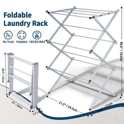 Whitmor - Tendedero Plegable de 3 Niveles, Estante de Secado Plegable, Estante de Ropa portátil Que Ahorra Espacio para Interiores y Exteriores, 22.6 Pulgadas de Largo x 14.6 Pulgadas de Ancho x 41