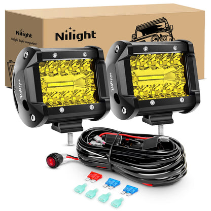 Nilight Barra de Luz LED Todoterreno 6.5", Ámbar, 120 W - Amarillo