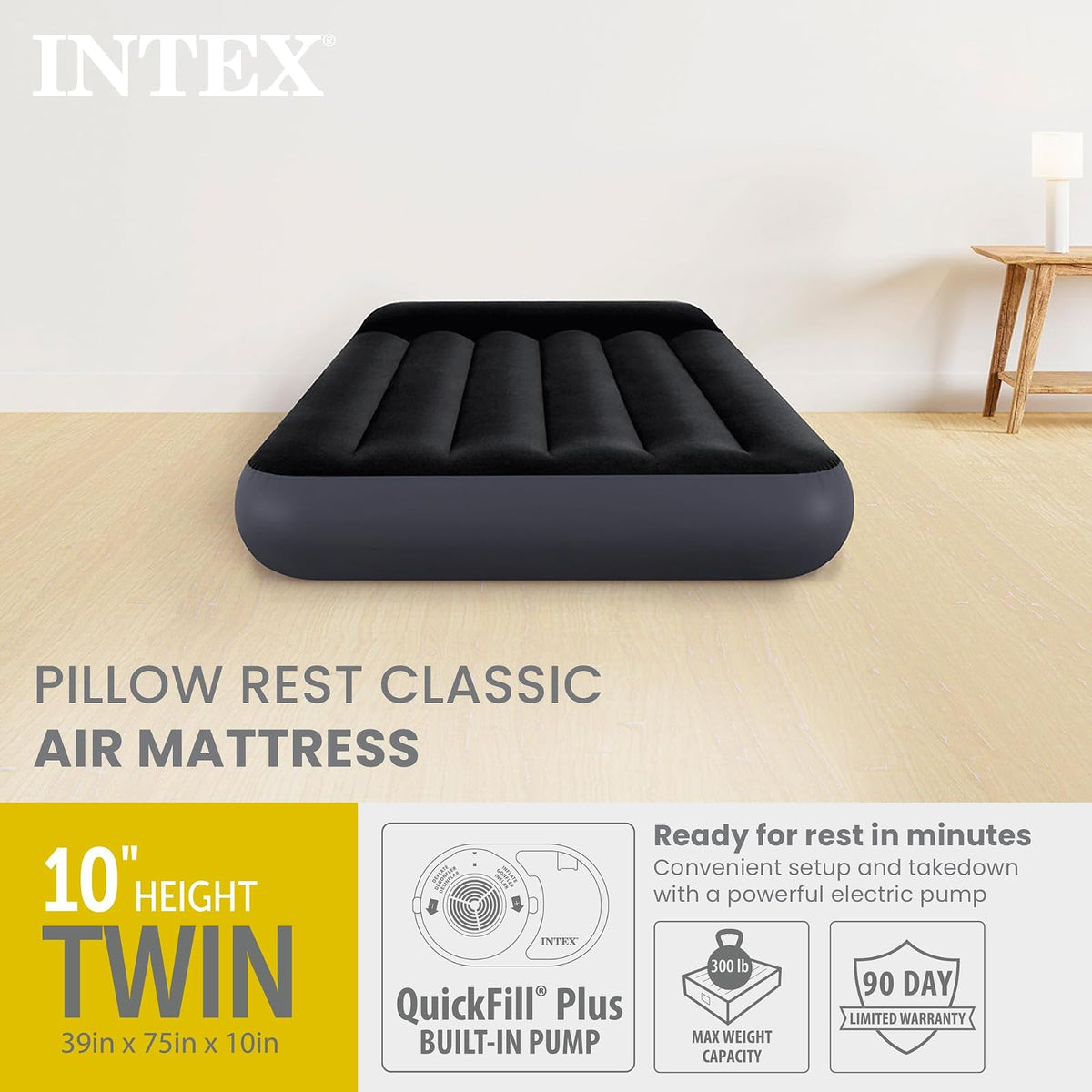 Intex 64145ED Dura Beam Standard - Cama Hinchable clásica con Bomba Interna, Doble