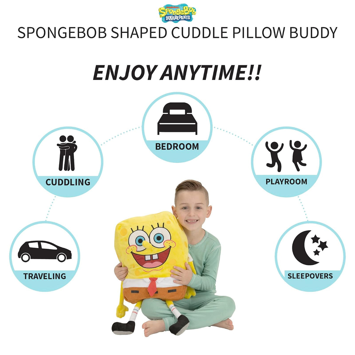 Bob Esponja - Ropa de Cama para niños, súper Suave, Almohada de Felpa, Talla única, por Franco
