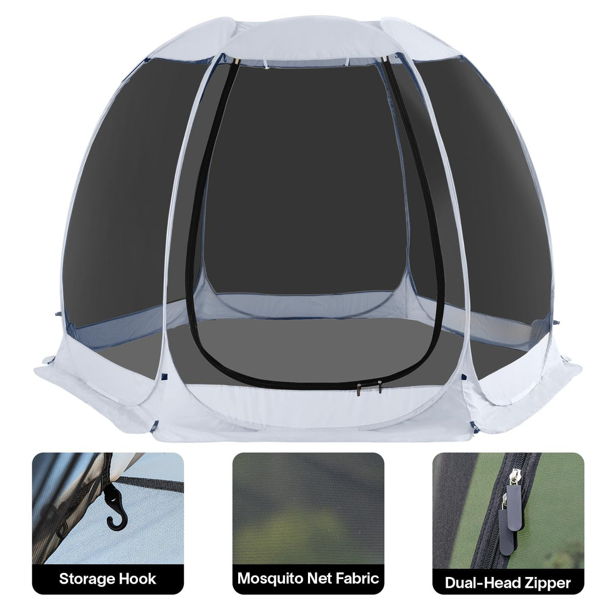 Alvantor - Toldo de Tienda de campaña desplegable para 4 a 6 Personas con mosquitero, Espacio de visualización para Camping, Tienda de campaña al Aire última intervensión, cenador instantáneo para