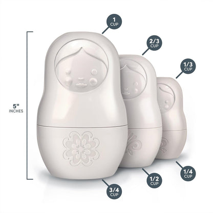 Fred & Friends - Vasos medidores M-CUPS White Matryoshka Dry, juego de 6