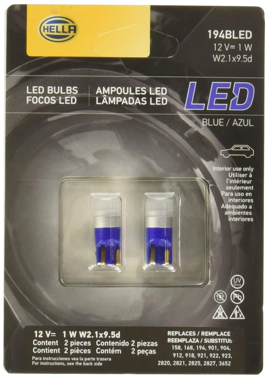 Hella Juego de 2 Focos Mini LED 194, 6000 K, 12V 3W, Azul 358250012