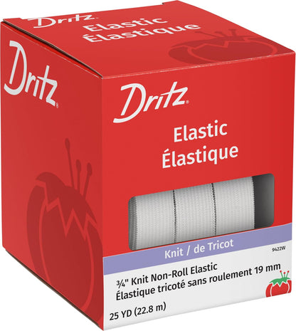 Dritz 9422W elástico de Punto no Enrollable, Blanco, 3/4 Pulgadas por 25 Yardas