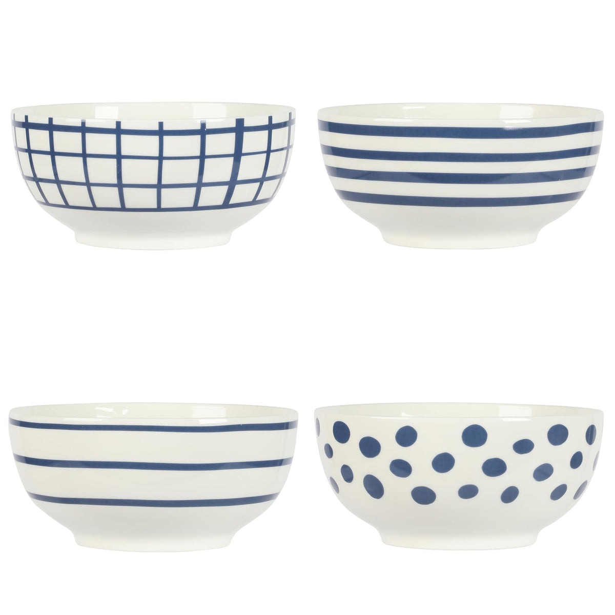 Gibson Home Seaboard - Juego de vajilla y cuencos de porcelana blanca y azul
