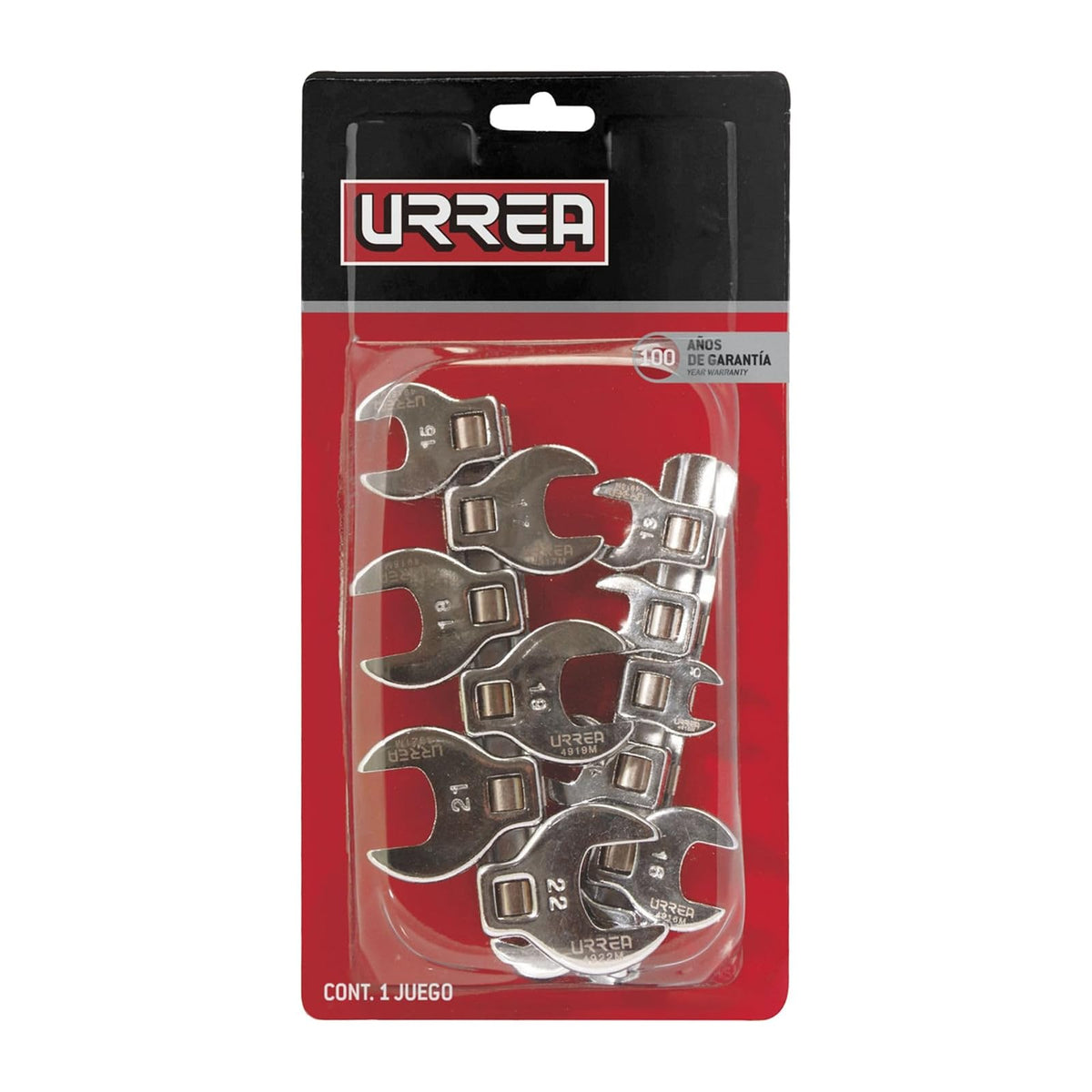 Urrea 4900-10 Juego de llaves pata de cuervo cuadro de 3/8", en pulgadas, 10 piezas