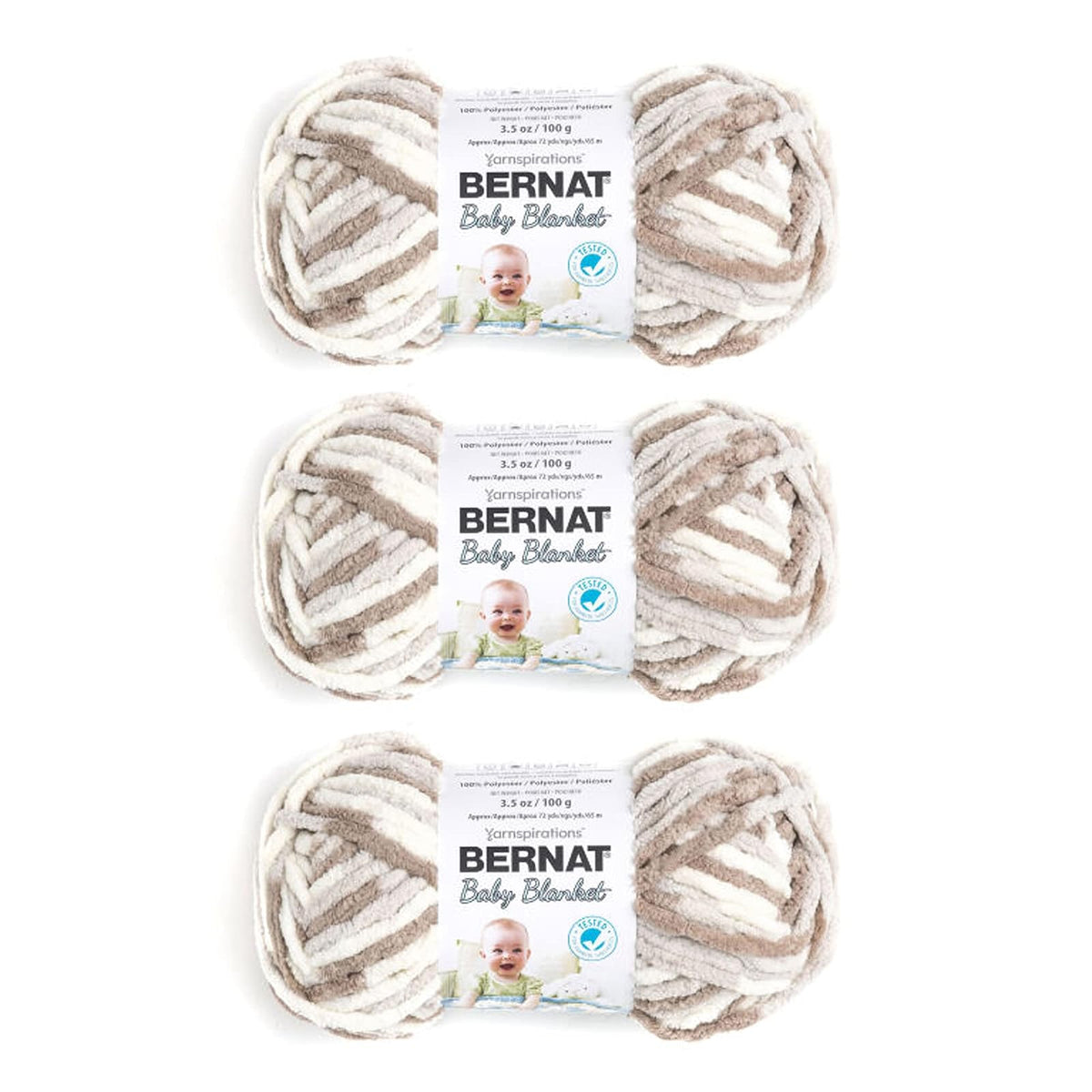 Bernat Estambre para Bebé, Paquete de 3, 100 g Poliéster - Paquete de 3 - Castillos de arena