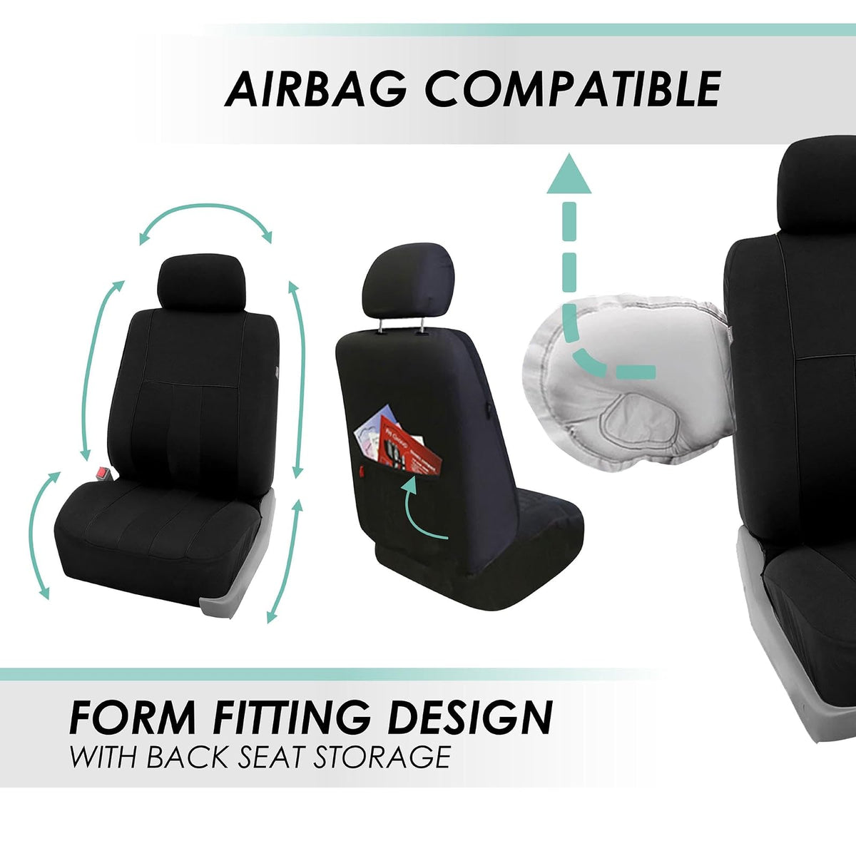 FH Group - Fundas de Asiento de Automóvil a Rayas, Ajuste Universal, Respaldo bajo y Delantero, compatibles con Bolsas de Aire, Fundas de Asiento Lavables para Automóviles, SUV, Furgonetas, sedanes, Color