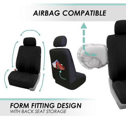 FH Group - Fundas de Asiento de Automóvil a Rayas, Ajuste Universal, Respaldo bajo y Delantero, compatibles con Bolsas de Aire, Fundas de Asiento Lavables para Automóviles, SUV, Furgonetas, sedanes, Color