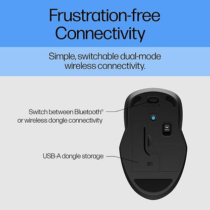 HP Mouse 250 Dual Inalámbrico, USB A, Bluetooth 5.0, 2.4 GHz, 1600 dpi, Compatible Windows, ChromeOS, MacOS, Negro (6V2J7AA)