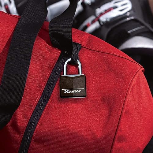 Master Lock Candado recubierto de aluminio, 3 cm de ancho, negro, 131T, Paquete de 4, 1-3/16 in. W, Negro