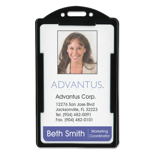 Advantus soporte para tarjeta de identificación, Horizontal, Con Capacidad Para hasta 3 - 3/8 x2 - 1/8"" tarjeta, 25 por paquete, color negro (75656), Vertical"