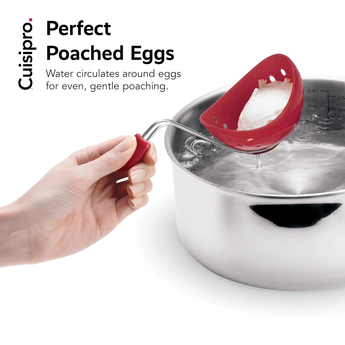 Cuisipro Egg Silicone Poacher Set of 2, Red